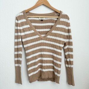 Sonoma V-Neck Striped Sweater Long Sleeve - Medium